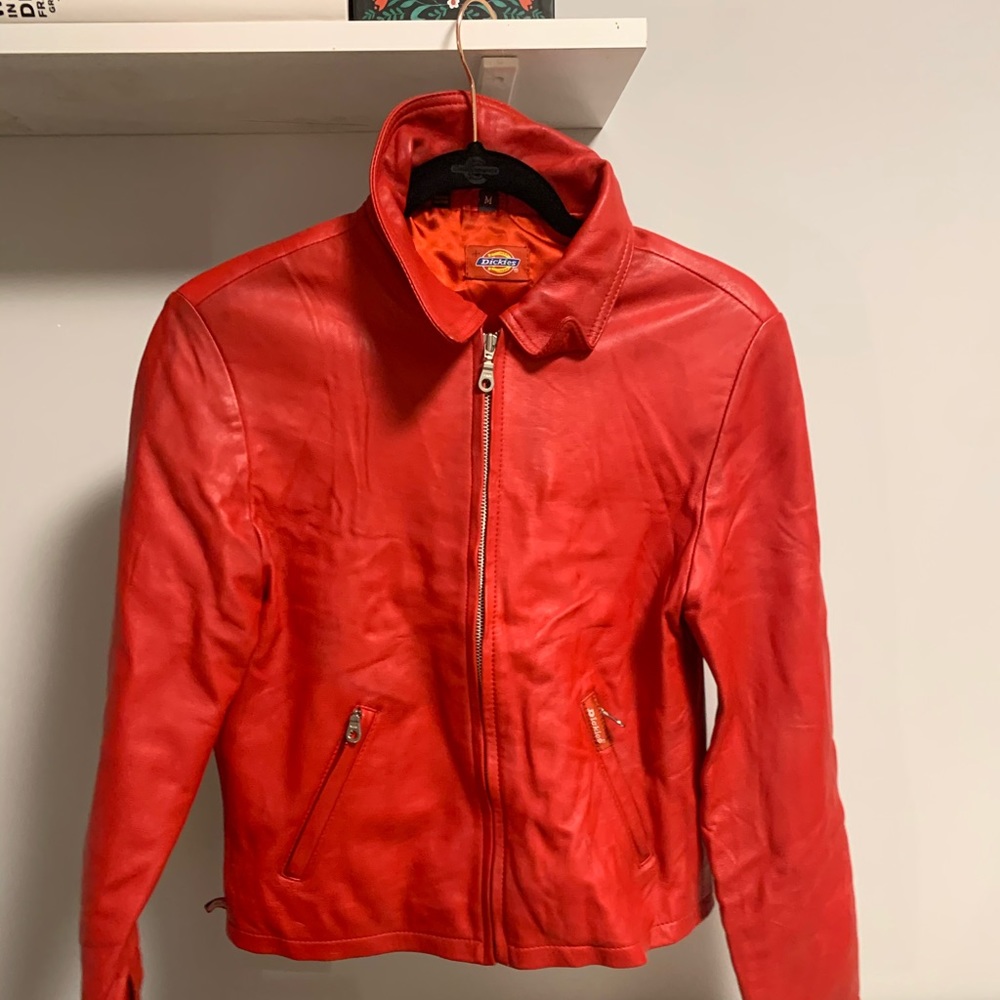 Dickies red leather jacket